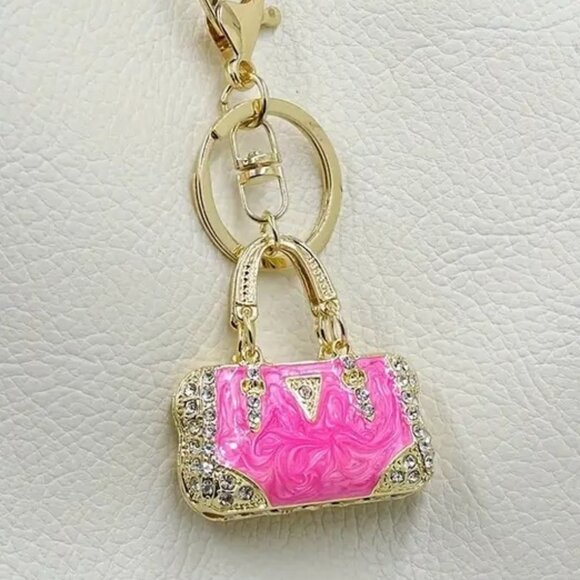 Sparkling Rhinestone Mini Handbag Keychain Purse Charm for Womens Bag or Car key - Picture 7 of 8